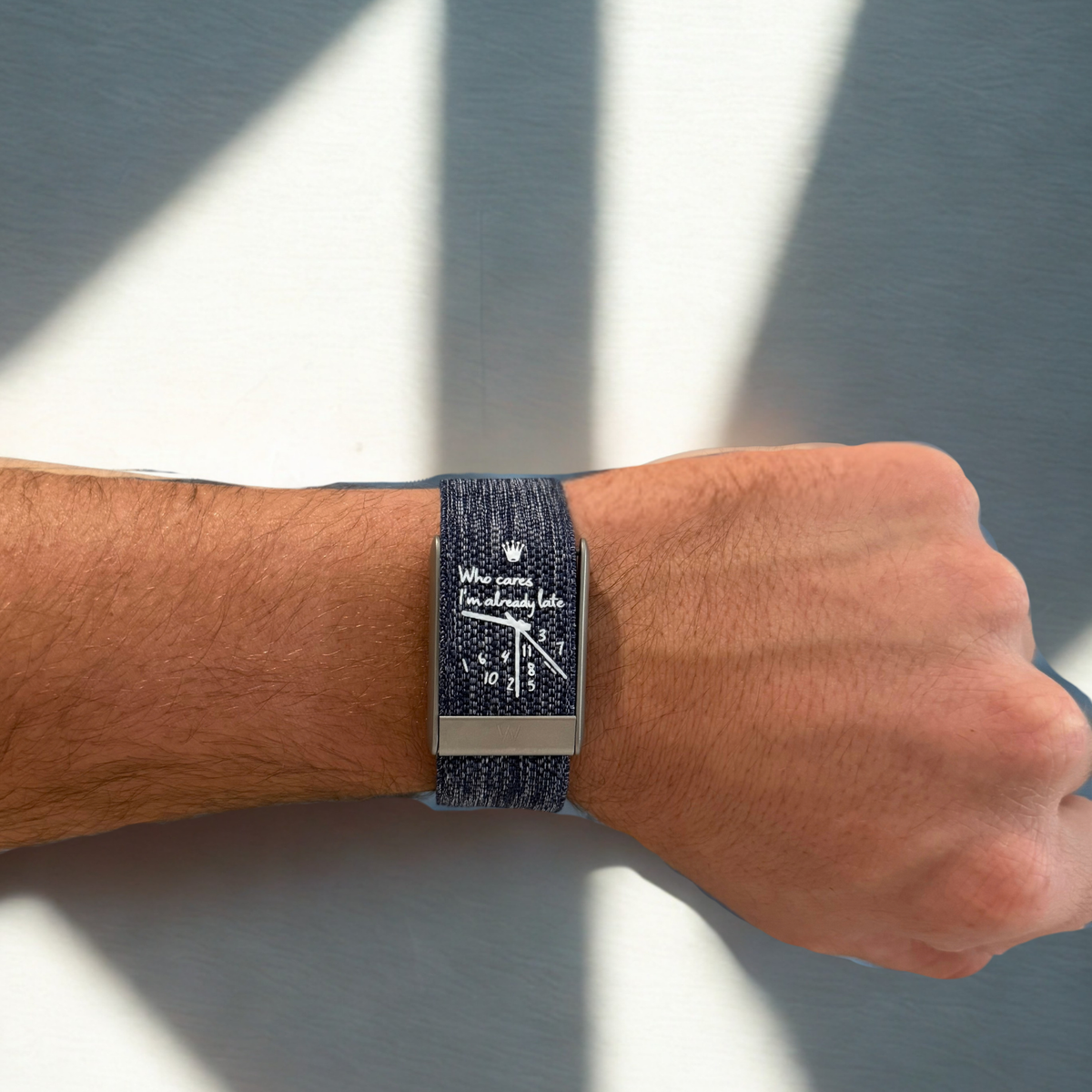 Bracelet pour WHOOP 5.0 "Who Cares I'm Late" Blue Denim