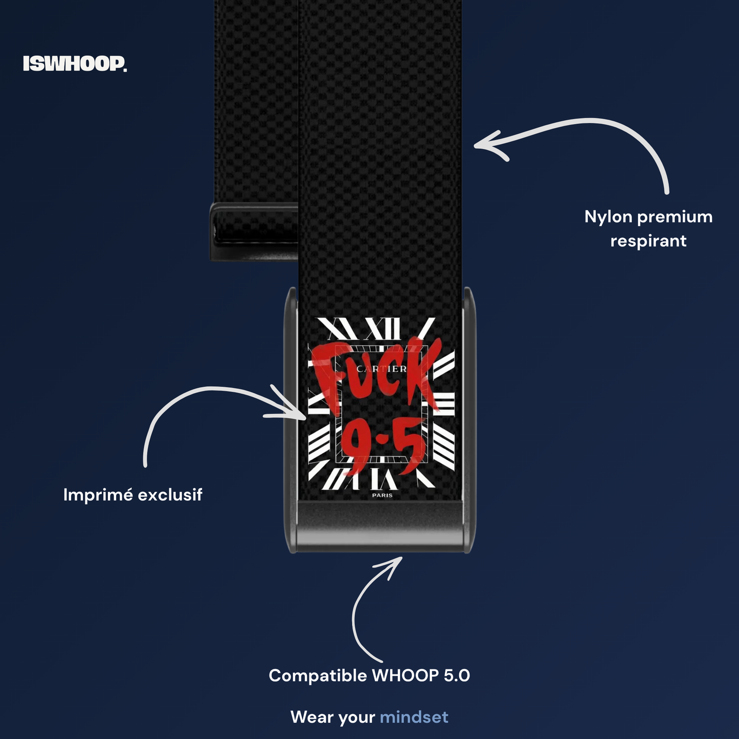 Bracelet pour WHOOP 5.0 "F*ck 9.5 Black"